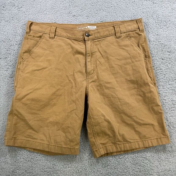 S Carhartt Shorts Mens 40 Khaki Rugged Flex Relaxed Fit Canvas Work Utility - Picture 1 of 8